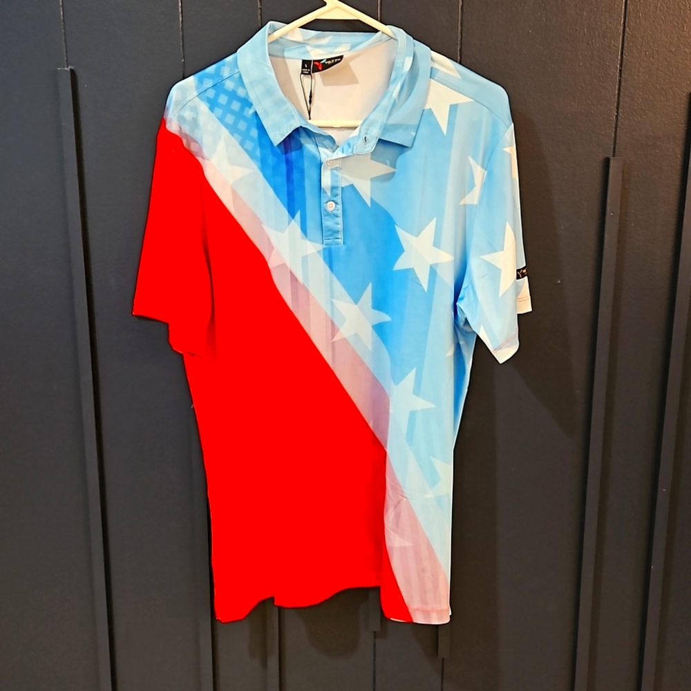 Yatta golf polo , L, red white Blue